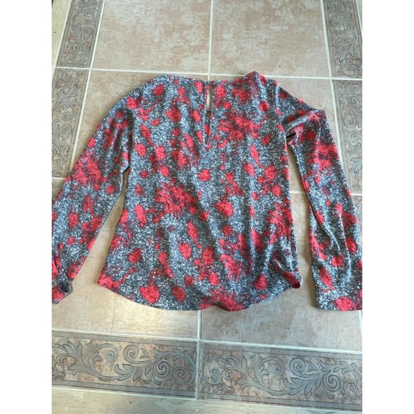 Yoana Baraschi WORN ONCE Printed Faux Wrap Blouse Long Sleeve Gray Red Size XS - Picture 7 of 9